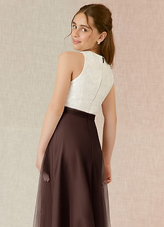 Azazie Albertine Junior A-Linie Spitze Chiffon Kleid Ganache image6
