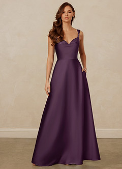Christian Siriano Bridal for Azazie 1001 Brautjungfernkleider A-Linie Herzausschnitt Stretch-Satin Kleid Pflaume image1