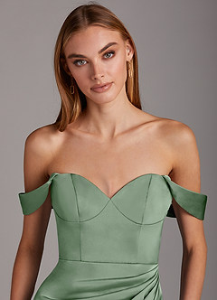 Azazie Mila Final Sale Agave Sheath Sweetheart Neckline Stretch Satin Convertible Dress image7