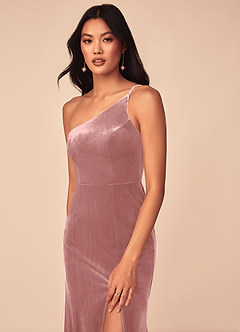 Azazie Kala Bridesmaid Dresses Dusty Rose A-Line One Shoulder Velvet Dress image6