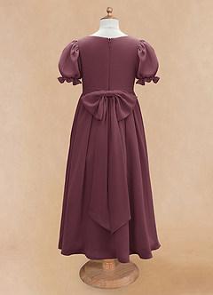 Azazie Joss Flower Girl Dresses Sangria A-Line with Sleeves Chiffon Dress image6