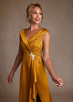 Azazie Santa Monica Mother of the Bride Dresses Butterscotch A-Line Lace Dress image5