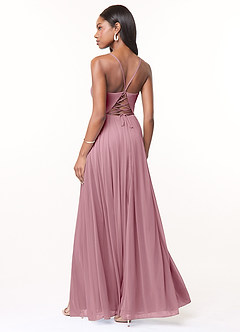 Azazie Marsol Bridesmaid Dresses Vintage Mauve A-Line Corset Mesh Dress image2