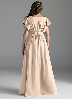 Azazie Daphne Junior White Alabaster A-Line Pleated Chiffon Dress image2