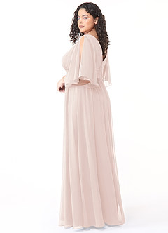 Azazie Temeka Robes de demoiselle d'honneur Robe Trapèze en Mousseline de soie Rayé Rose Pétale image10
