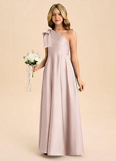 Azazie Penguin Junior Abito A-Line in Raso Elasticizzato Fiocco Rosa Rossore image5