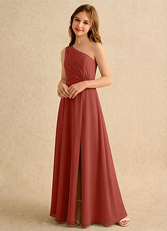 Azazie Puddles Girls Formal Flower Girl Klänningar Klä A-Line i Chiffong Ena axeln image4