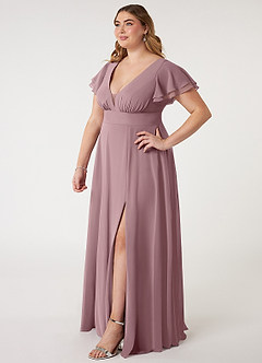 Azazie Ashika Final Sale Dusty Blue A-Line V-neck Ruched Chiffon Dress image9