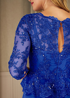 Azazie Averie Mother of the Bride Dresses Royal Blue A-Line Boatneck Sequins Chiffon Dress image11