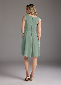 Azazie Shirley Mother of the Bride Dresses Silver Sage A-Line Scoop Pleated Chiffon Dress image6