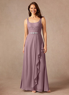 Azazie Ainsling Abiti per la Madre della Sposa Abito A-Line in Chiffon in Pizzo con Scollo Quadrato Rosa Polverosa image3