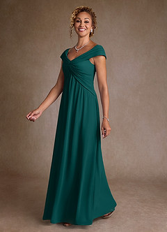 Azazie Myrtle Mother of the Bride Dresses Peacock A-Line Pleated Chiffon Dress image4
