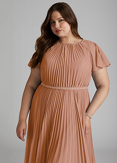 Azazie Kara vestidos de dama de honor modestos Vestido de Corte En A Plisado Hasta el suelo Gasa image15