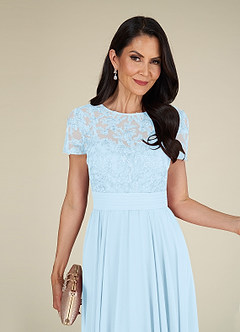 Azazie Annette Mother of the Bride Dresses Sky Blue A-Line Lace Chiffon Dress image5