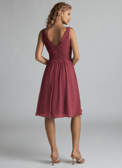 Azazie Grace Bridesmaid Dresses Merlot A-Line Pleated Chiffon Dress image2