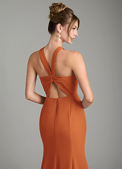 Azazie Rue Bridesmaid Dresses Cinnamon A-Line Halter Chiffon Dress image6