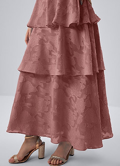 Gabriddy Stoffig Roze Jacquard korsetjurk met ruches image7