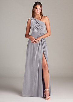 Azazie Brooke Bridesmaid Dresses French Lilac A-Line One Shoulder Velvet Dress image4