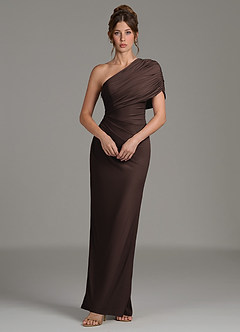Azazie Essence Bridesmaid Dresses Ganache Sheath One Shoulder Premium Stretch Jersey Dress image5