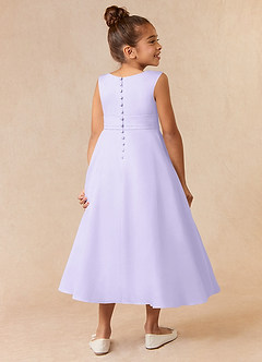 Azazie Lindy vestidos de niña de las flores Vestido de Lila de Satin Mate de Corte En A con Plisado image6