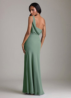 Azazie Madelyn Bridesmaid Dresses Eucalyptus Mermaid One Shoulder Chiffon Convertible Dress image10