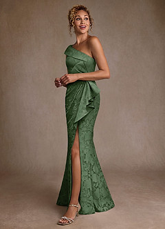 Azazie Hampton Final Sale Eucalyptus Mermaid One Shoulder Floral Burnout Dress image2