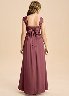 Azazie Hattie Junior Merlot A-Line Pleated Stretch Satin Dress image2