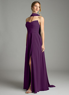 Azazie Ayla Abiti da Damigella Abito A-Line in Chiffon Scollo a Cuore Uva image8