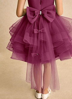 Azazie Tinie Flower Girl Dresses Mulberry Ball-Gown Bow Tulle Dress image7