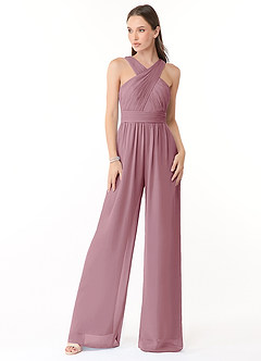 Azazie Berdie Bridesmaid Dresses Vintage Mauve Halter Chiffon Jumpsuit image1