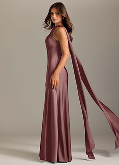 Azazie Kinsley Bridesmaid Dresses Vintage Mauve Mermaid Side Slit Stretch Satin Dress image4