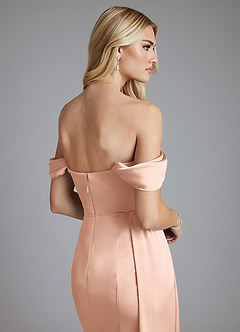 Azazie Amyra Bridesmaid Dresses Rose Gold Mermaid Off the Shoulder Stretch Satin Convertible Dress image7