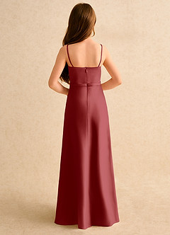 Azazie Fishie Girls Formal Sukienki dla dziewczynek sypiących kwiaty Linia A Matowy satynowy Długość podłogi Sukienka image7