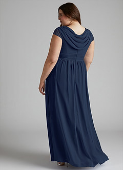 Azazie Organa Bridesmaid Dresses Dark Navy A-Line Pleated Chiffon Dress image10
