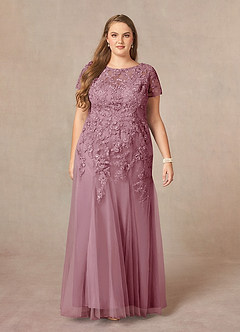 Azazie Laurie Mother of the Bride Dresses Vintage Mauve Mermaid Scoop Sequins Tulle Dress image8