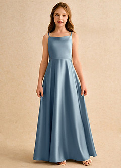 Azazie Joella Girls Formal Flower Girl Klänningar Klä A-Line i Stretch Satin Plisserad image4