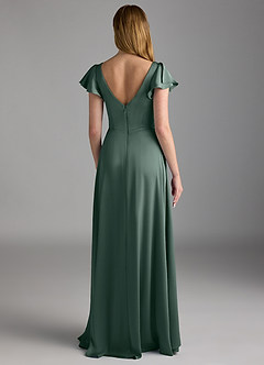 Azazie Omari Bridesmaid Dresses Sea Moss A-Line Stretch Satin Dress image2
