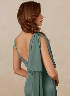 Christian Siriano Bridal for Azazie 1011 Bridesmaid Dresses Sea Moss Mermaid Bow Stretch Satin Dress image10