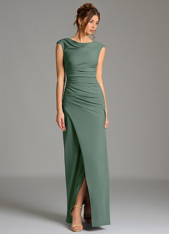 Azazie Chantal Robes de demoiselle d'honneur Robe Sirène en Jersey extensible de qualité supérieure Plissé Eucalyptus image6