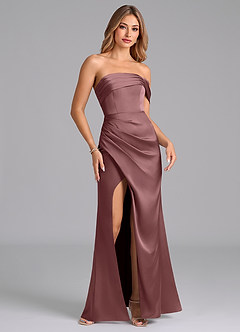 Azazie Lisbeth Bridesmaid Dresses Vintage Mauve Mermaid Off the Shoulder Stretch Satin Convertible Dress image4