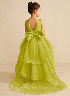Azazie Pumpkin Robe Demoiselle D'honneur Fillette Robe Trapèze en Tulle Convertible Citronnelle image1