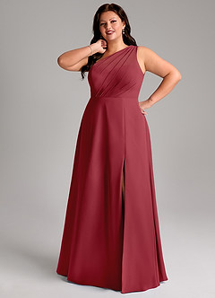 Azazie Phaedra Jurken voor bruidsmeisjes Jurk van Chiffon met A-Lijn One-Shoulder Granaatappel image7