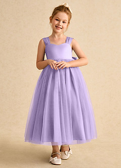 Azazie Chickadee Robe Demoiselle D'honneur Fillette Robe Princesse en Mat Satiné Encolure en Forme de Cœur Lilas image5