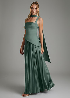 Azazie Stephanie Bridesmaid Dresses Sea Moss A-Line Corset Stretch Satin Dress image8