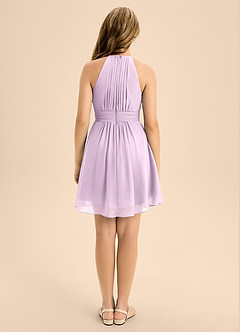 Azazie Bonnie Junior Frosted Lilac A-Line Pleated Chiffon Dress image2