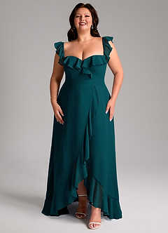 Azazie Lyra Bridesmaid Dresses Pine A-Line Chiffon Convertible Dress image15