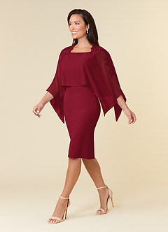 Azazie Maryam Mother of the Bride Dresses Burgundy Sheath Lace Chiffon Dress image2