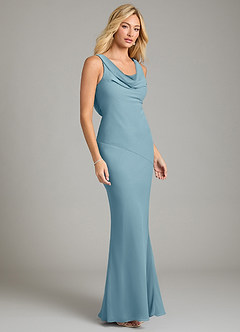 Azazie Rylina Bridesmaid Dresses Moody Blue Mermaid Pleated Chiffon Dress image5