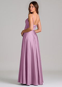 Azazie Amani Bridesmaid Dresses Wisteria A-Line Pleated Stretch Satin Dress image2