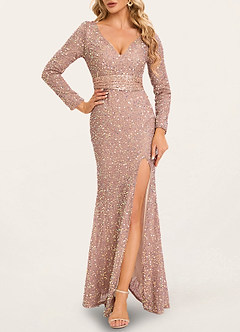 Love Lasts Forever Champagne Sequin Long Sleeve Maxi Dress image6